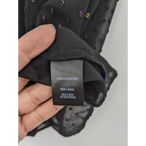 Torrid Sheer Blouse Women Size L Clip Dots Textured Rainbow Office Whimsigothic - Picture 9 of 9